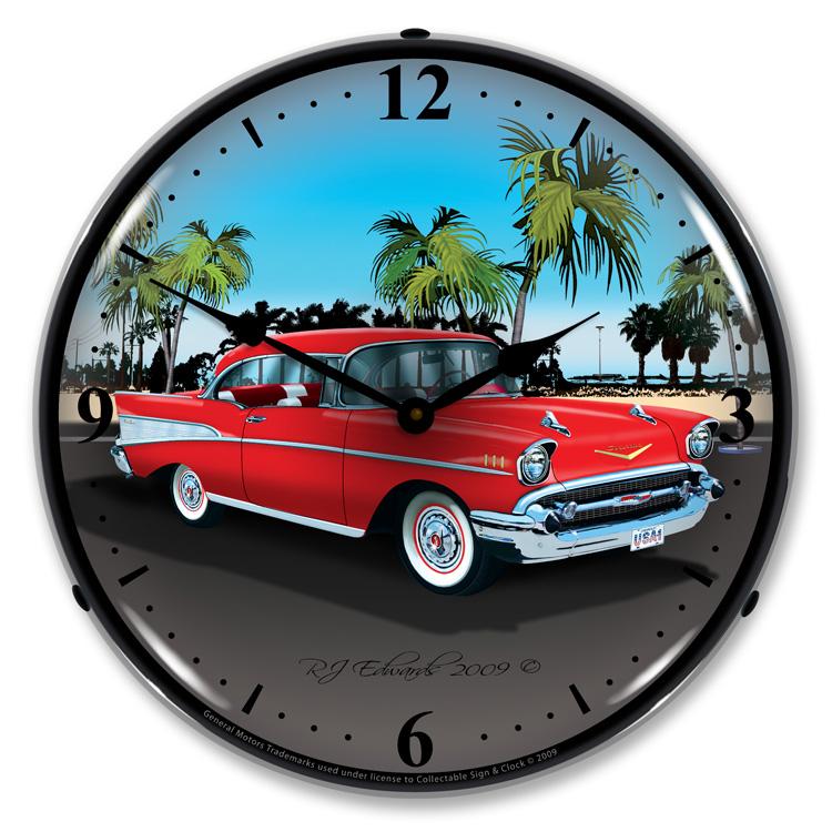 Collectable Sign and Clock - 1957 Chevy Clock - Wall Clocks