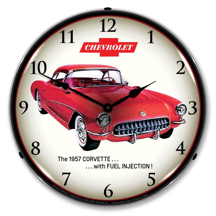 Collectable Sign and Clock - 1957 Corvette Fuel Injection 