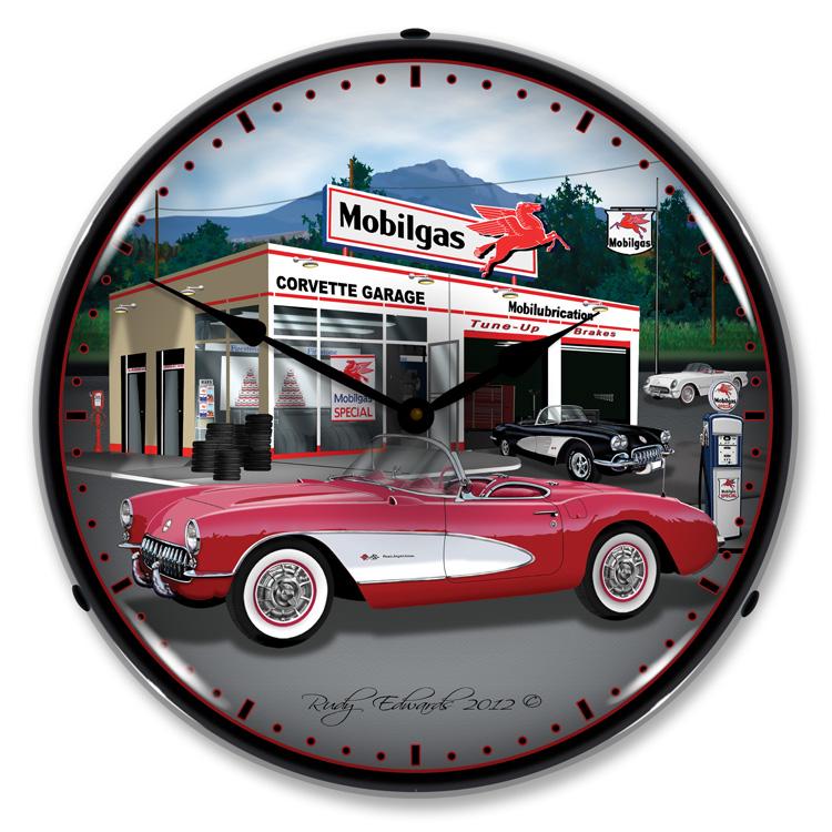 Collectable Sign and Clock - 1957 Corvette Clock - Wall 