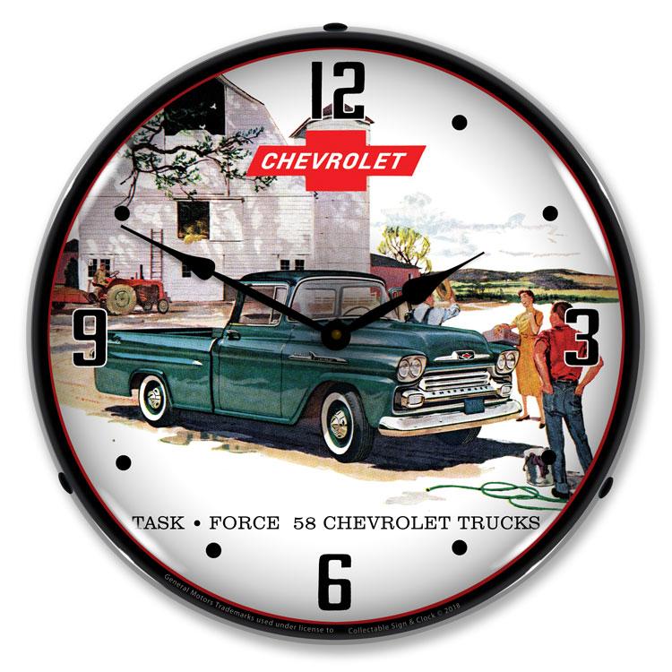 Collectable Sign and Clock - 1958 Chevrolet Truck Clock - 