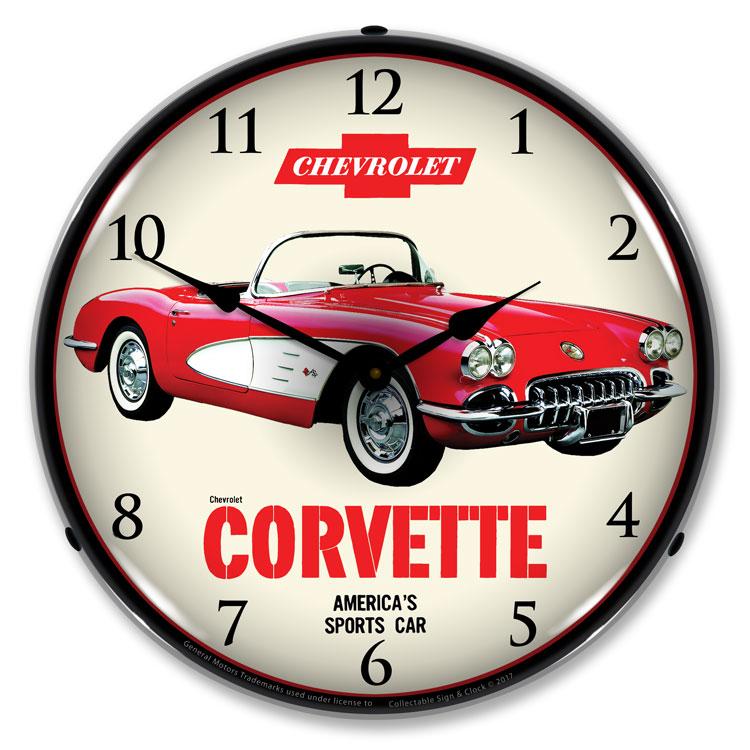 Collectable Sign and Clock - 1959 Chevrolet Corvette Clock -