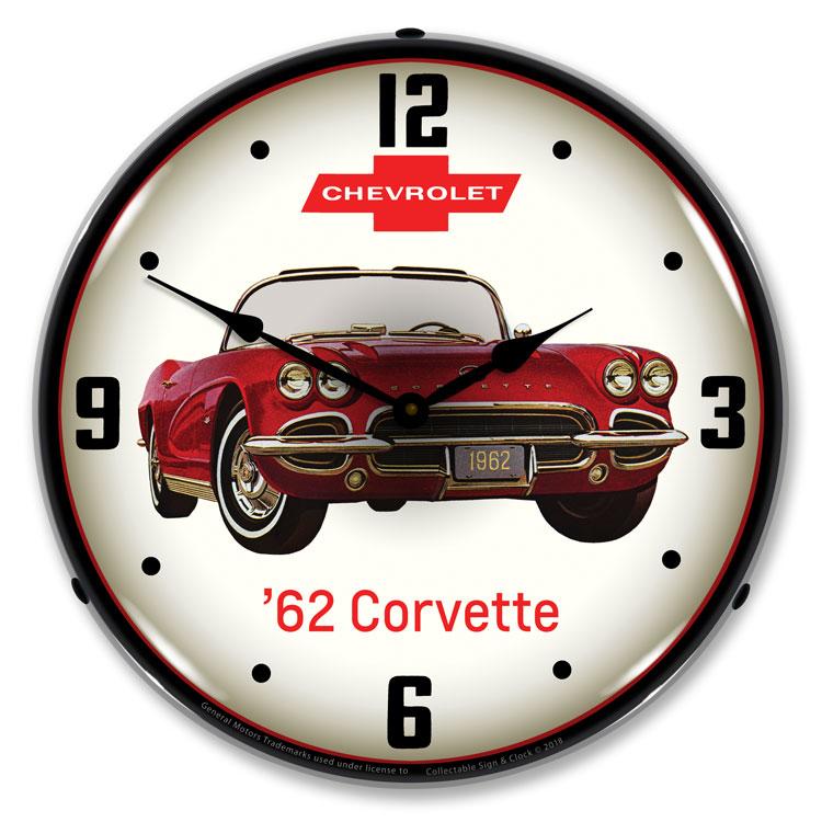 Collectable Sign and Clock - 1962 Corvette Clock - Wall 