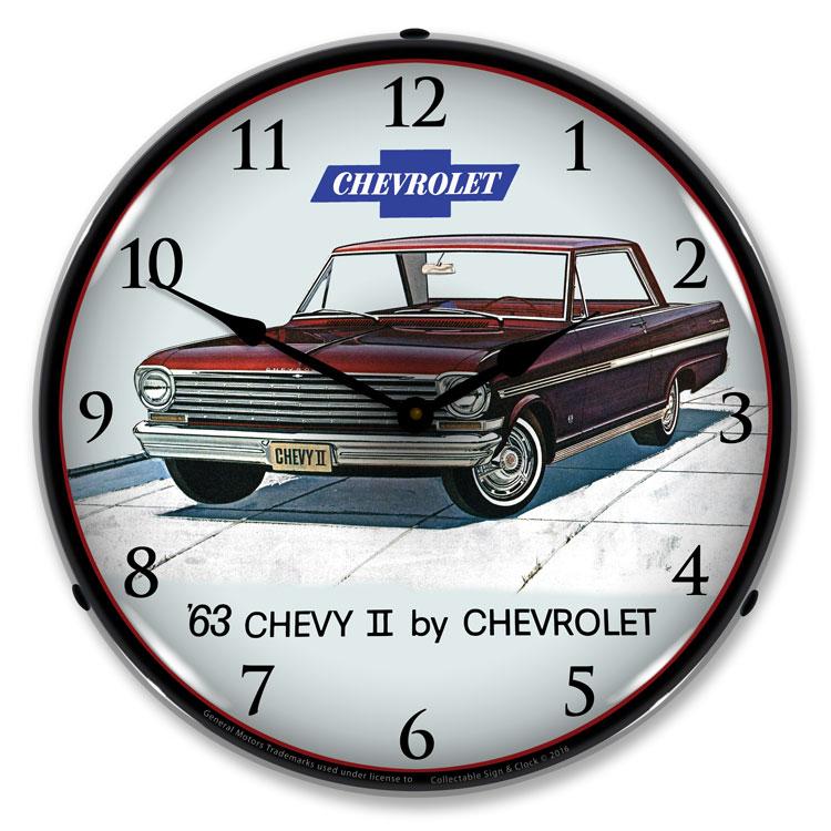 Collectable Sign and Clock - 1963 Chevy II Nova Super Sport 