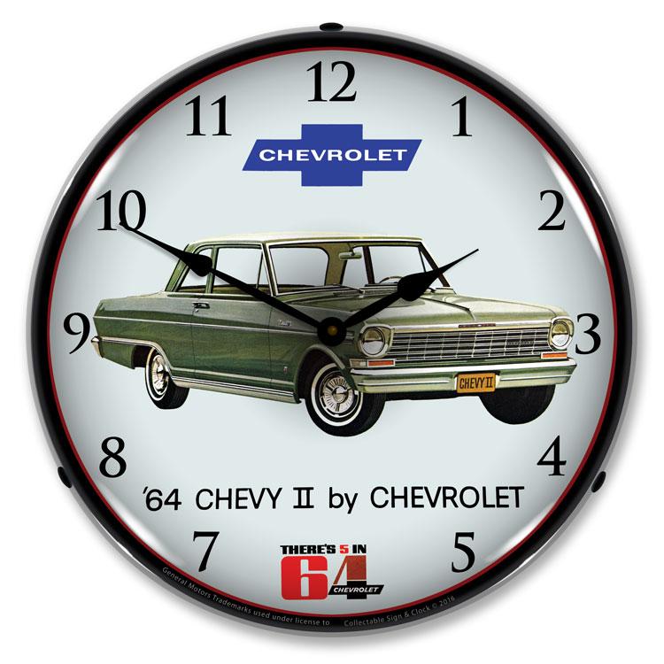 Collectable Sign and Clock - 1964 Chevy II Nova Clock - Wall
