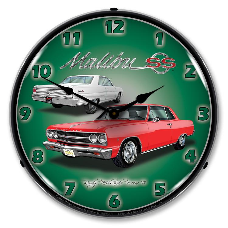 Collectable Sign and Clock - 1965 Chevelle Malibu SS Clock -