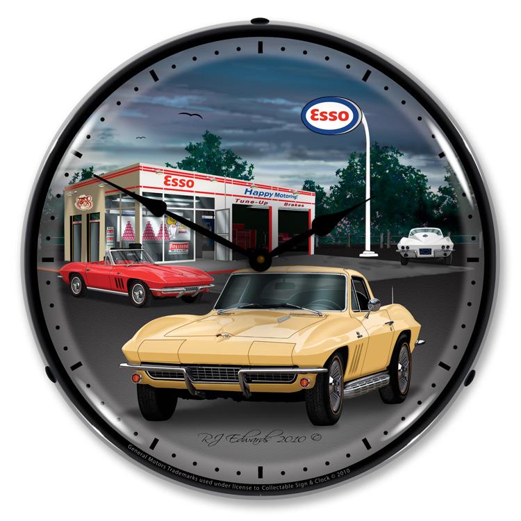 Collectable Sign and Clock - 1965 Corvette Clock - Wall 