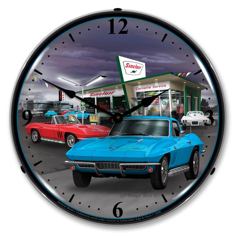 Collectable Sign and Clock - 1966 Sinclair Vette Clock - 