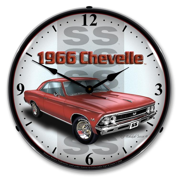 Collectable Sign and Clock - 1966 SS Chevelle Clock - Wall 