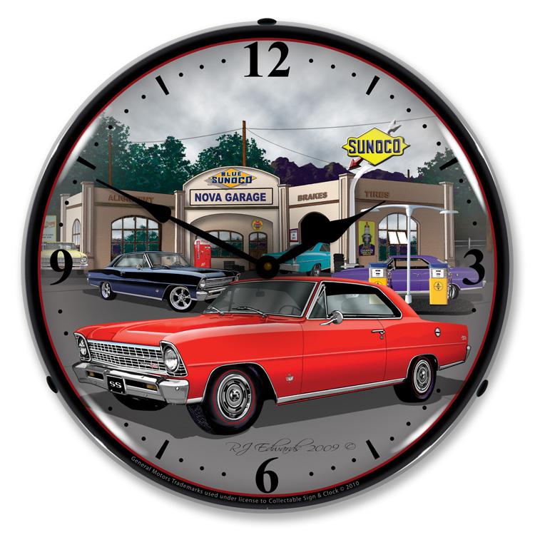 Collectable Sign and Clock - 1967 Nova (red) Clock - Wall 