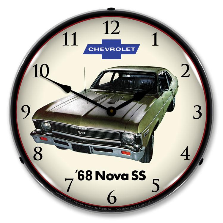 Collectable Sign and Clock - 1968 Nova Super Sport Clock - 