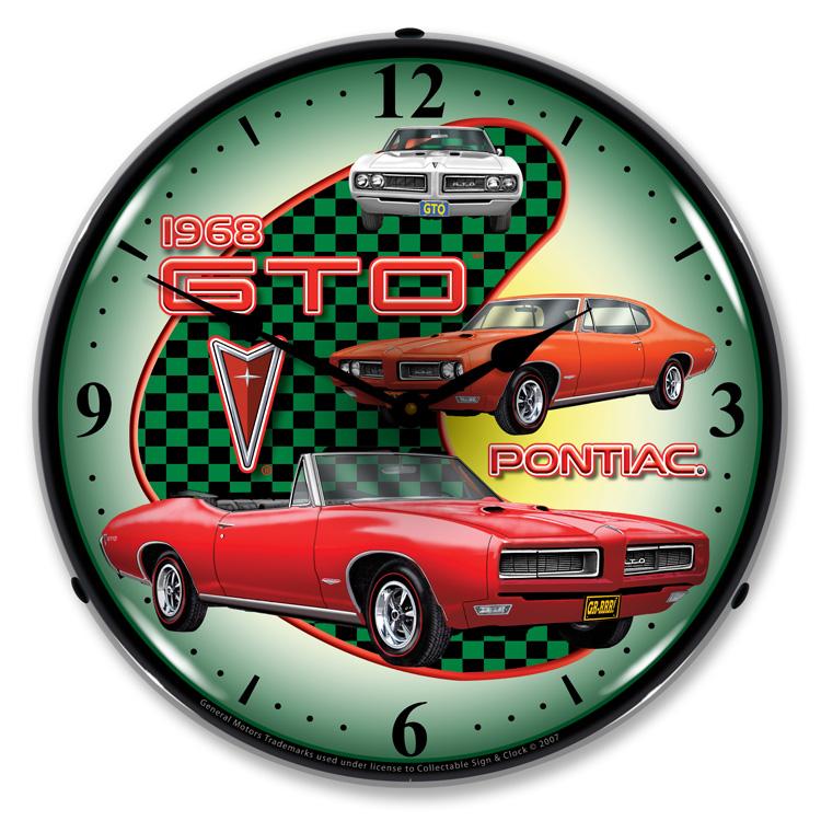 Collectable Sign and Clock - 1968 Pontiac GTO Clock - Wall 