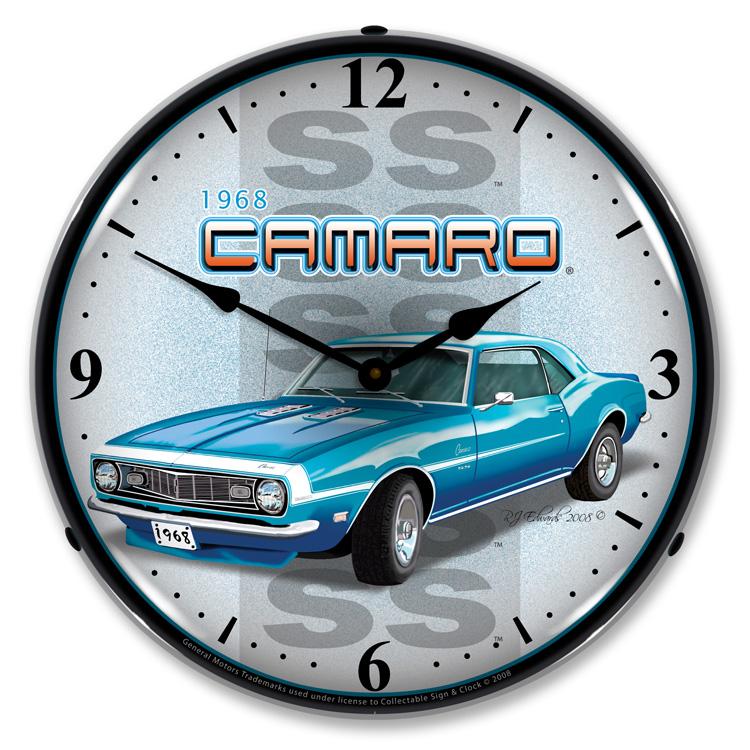 Collectable Sign and Clock - 1968 SS Camaro Clock - Wall 