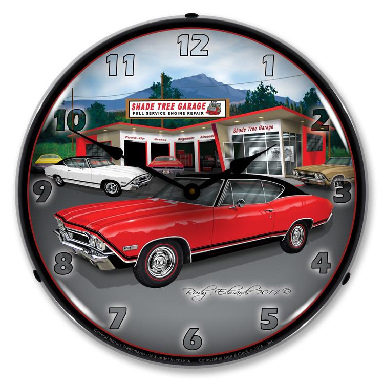 Collectable Sign and Clock - 1968 SS Chevelle Clock - Wall 