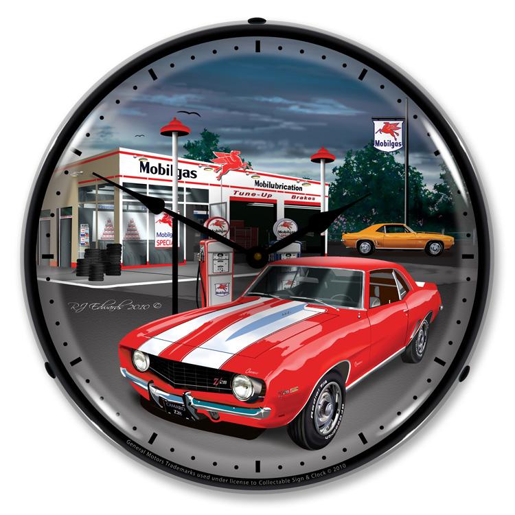 Collectable Sign and Clock - 1969 Camaro Mobilgas Clock - 