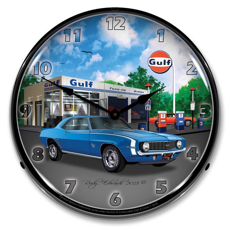 Collectable Sign and Clock - 1969 SS Camaro Gulf Clock - 
