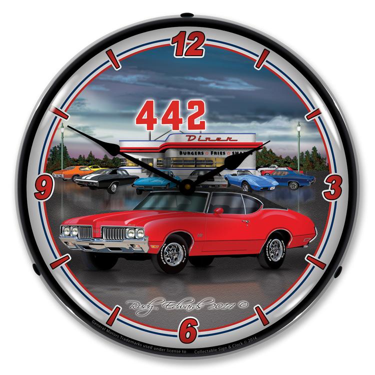 Collectable Sign and Clock - 1970 442 Oldsmobile Clock - 