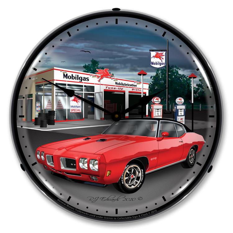 Collectable Sign and Clock - 1970 GTO Mobilgas Clock - Wall 