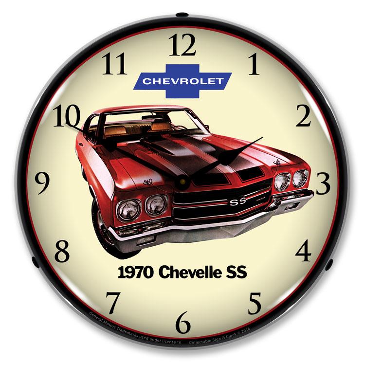Collectable Sign and Clock - 1970 SS Chevelle Clock - Wall 