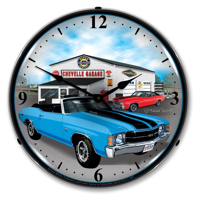 Collectable Sign and Clock - 1971 Chevelle Clock - Wall 