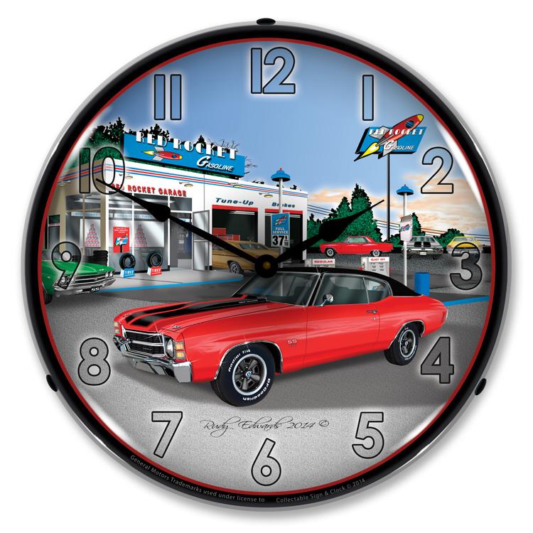 Collectable Sign and Clock - 1971 SS Chevelle Clock - Wall 