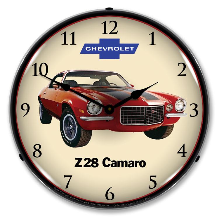 Collectable Sign and Clock - 1972 Z28 Camaro Clock - Wall 