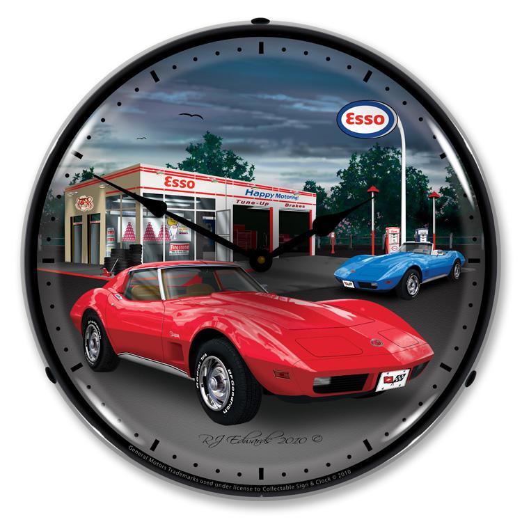 Collectable Sign and Clock - 1974 Corvette Clock - Wall 