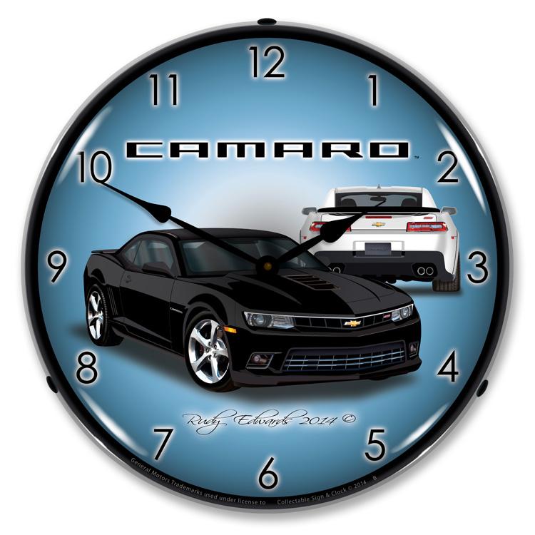 Collectable Sign and Clock - 2014 SS Camaro Black Clock - 
