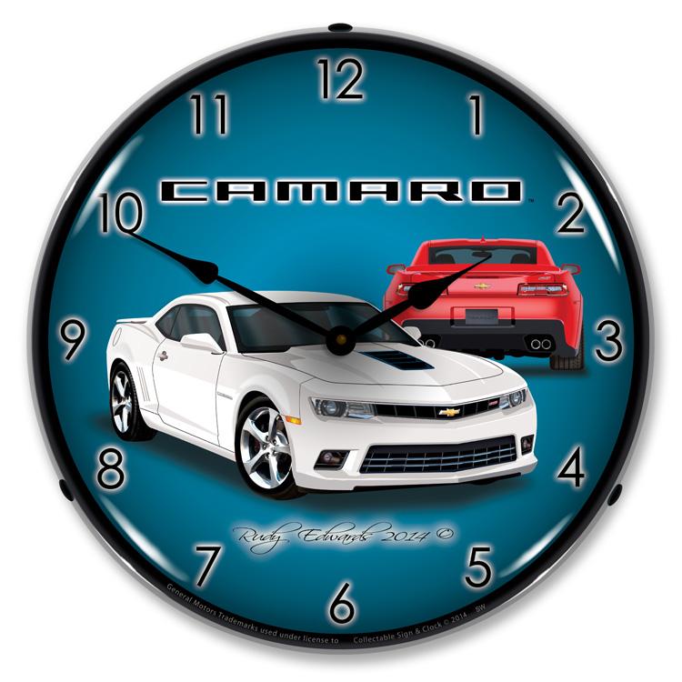 Collectable Sign and Clock - 2014 SS Camaro Summit White 