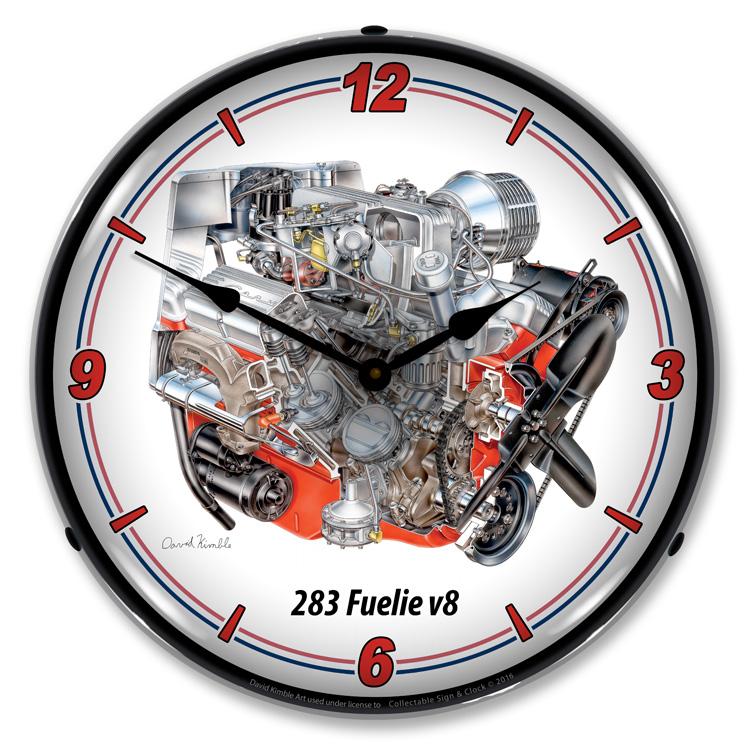 Collectable Sign and Clock - 283 Fuelie v8 Clock - Wall 