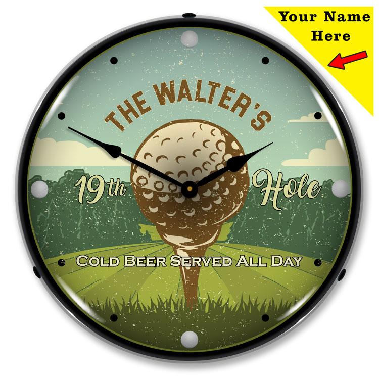 Collectable Sign and Clock - Add Your name 19th Hole Clock -