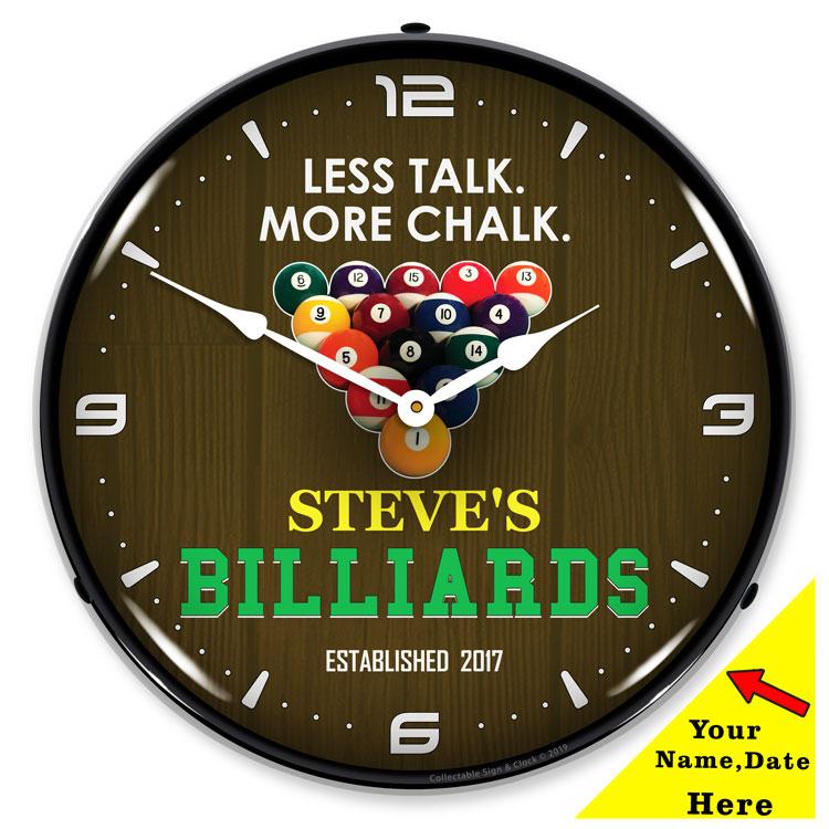 Collectable Sign and Clock - Add Your Name Billiards Room 