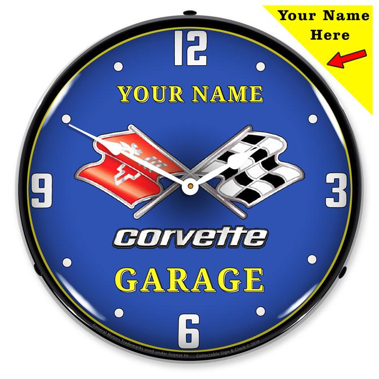 Collectable Sign and Clock - Add Your Name C3 Garage Clock -