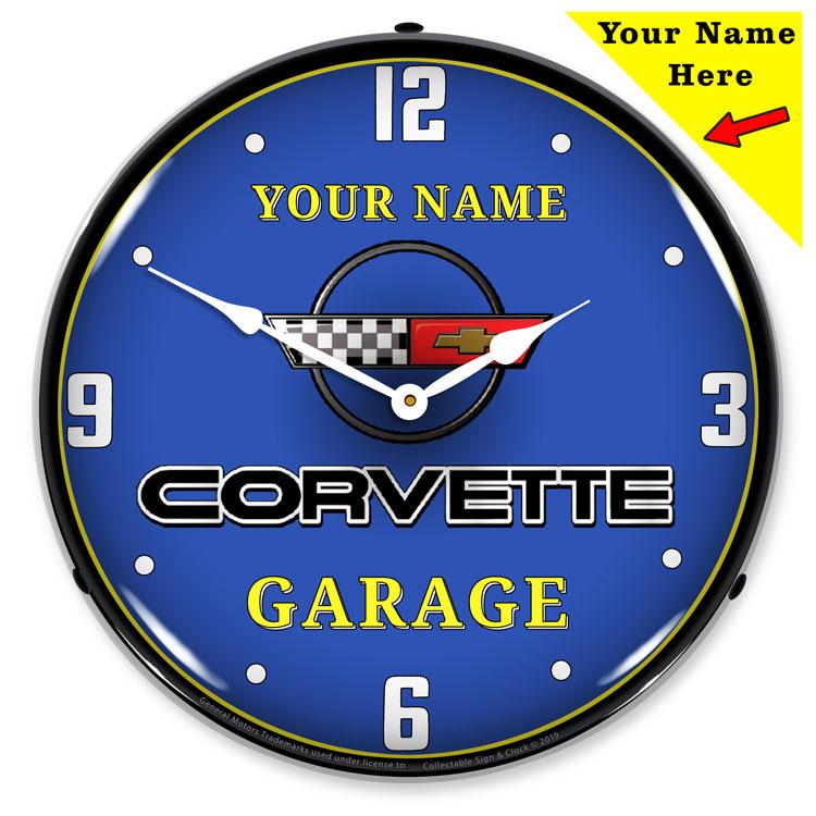 Collectable Sign and Clock - Add Your Name C4 Garage Clock -