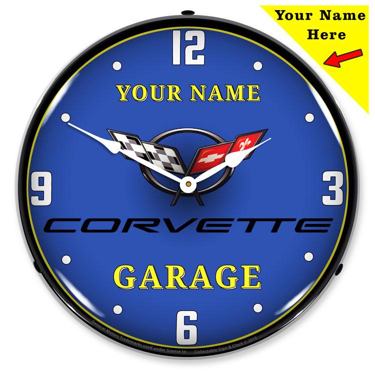Collectable Sign and Clock - Add Your Name C5 Garage Clock -