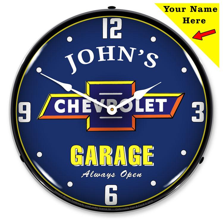 Collectable Sign and Clock - Add Your Name Chevrolet Garage 