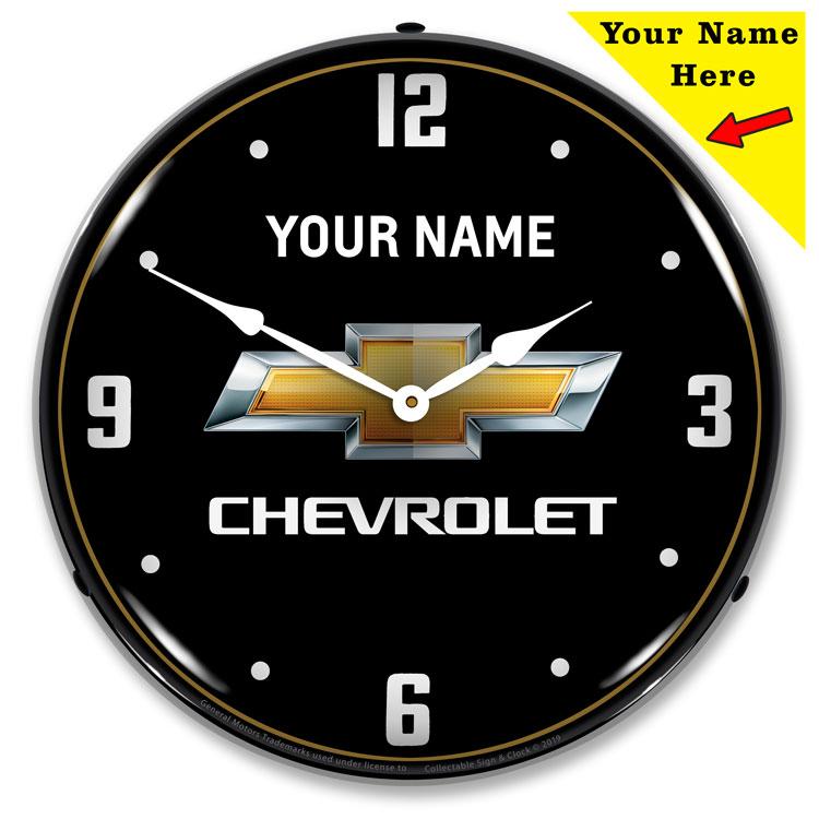 Collectable Sign and Clock - Add Your Name Chevrolet Clock -