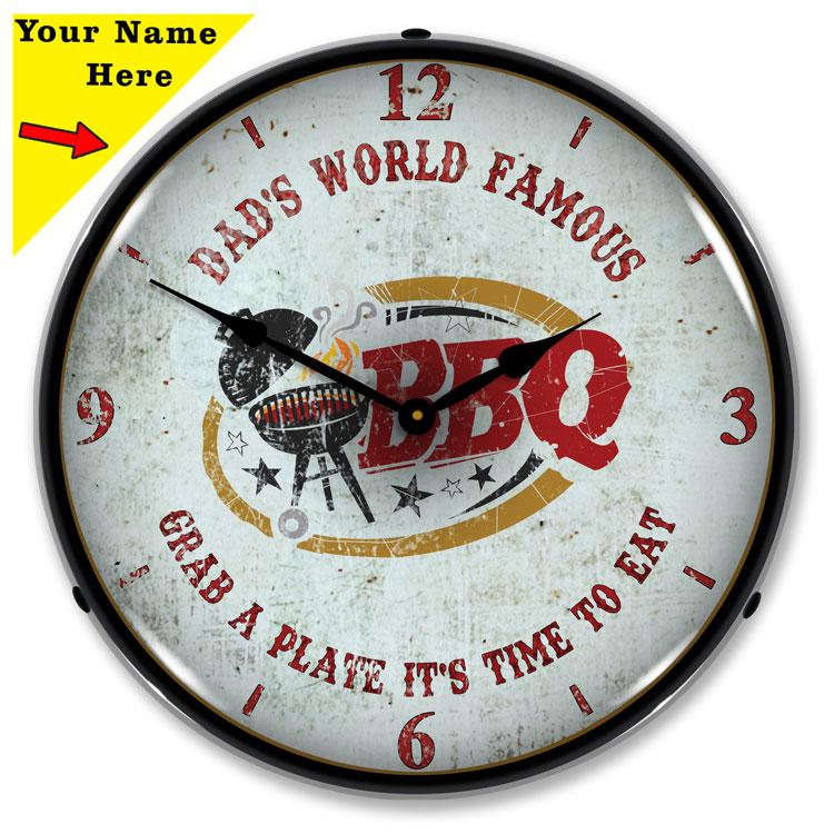 Collectable Sign and Clock - Add Your Name Dads BBQ Clock - 