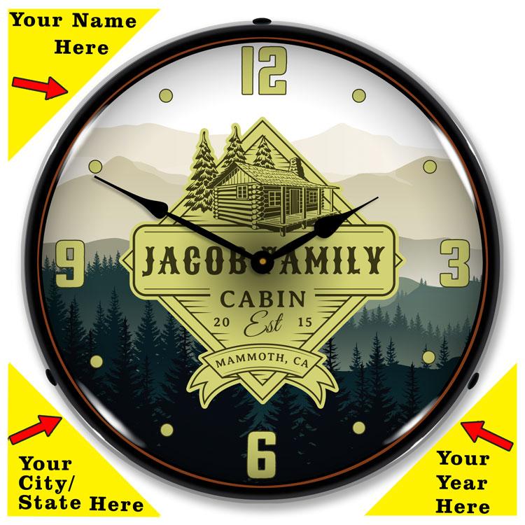 Collectable Sign and Clock - Add Your Name Family Cabin 
