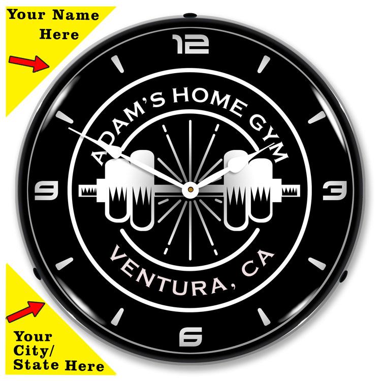 Collectable Sign and Clock - Add Your Name Home Gym Clock - 