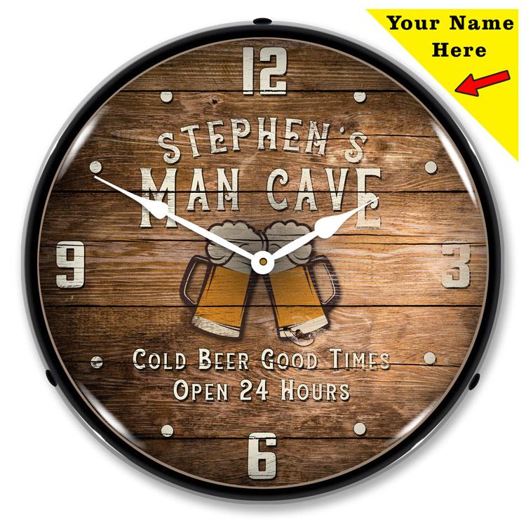 Collectable Sign and Clock - Add Your name Man Cave Clock - 