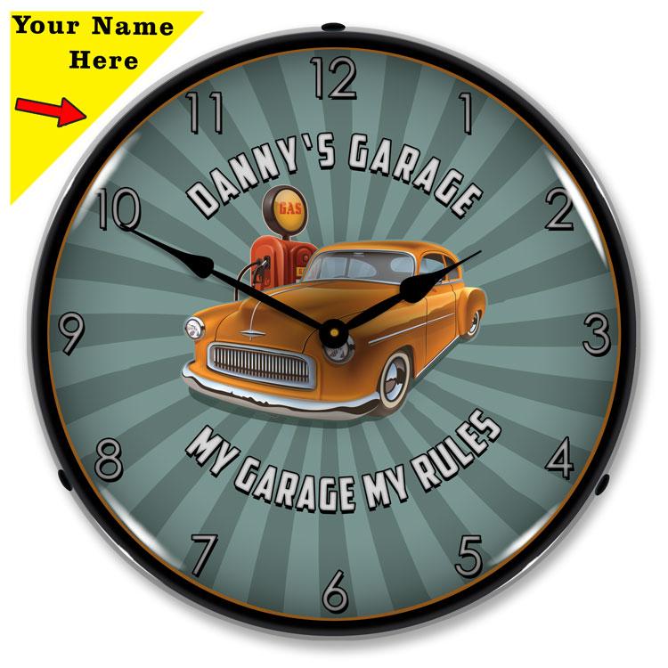 Collectable Sign and Clock - Add Your Name My Garage My 