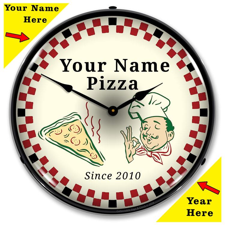 Collectable Sign and Clock - Add Your Name Pizza Parlor 