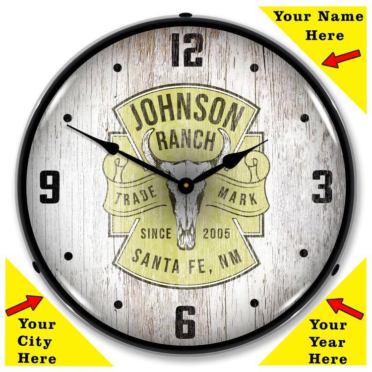 Collectable Sign and Clock - Add Your Name Rustic Ranch 