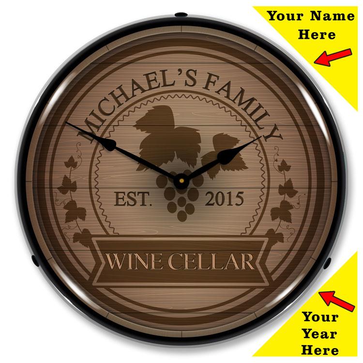 Collectable Sign and Clock - Add Your Name Wine Cellar Clock