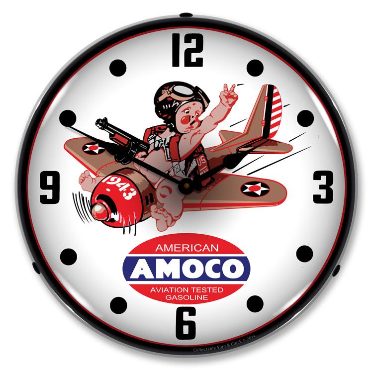 Collectable Sign and Clock - Amoco Avaition Clock - Wall 