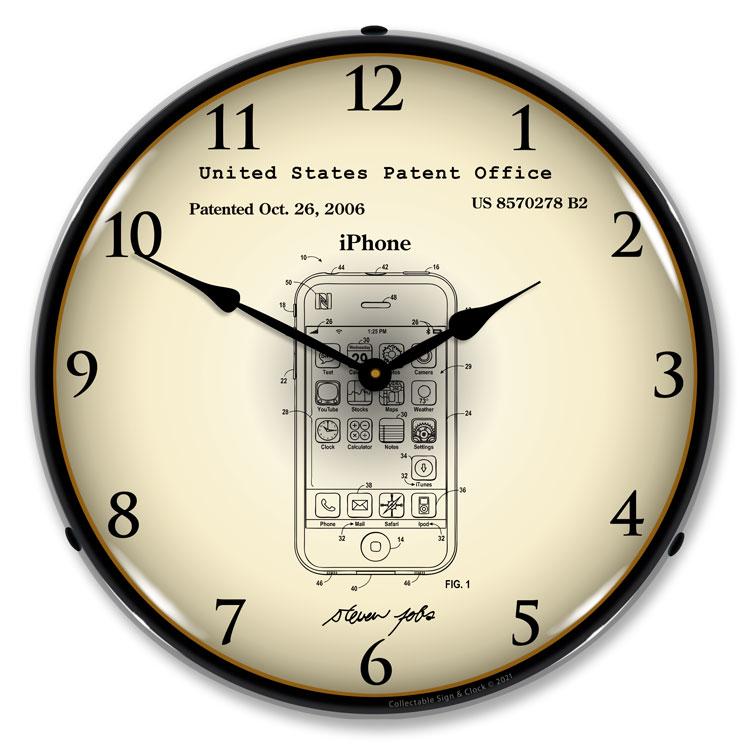 Collectable Sign and Clock - Apple iPhone Patent Clock - 