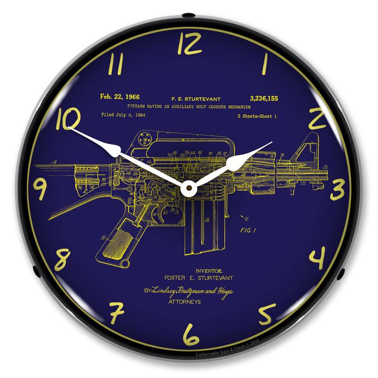 Collectable Sign and Clock - AR-15 Patent Clock - Wall 