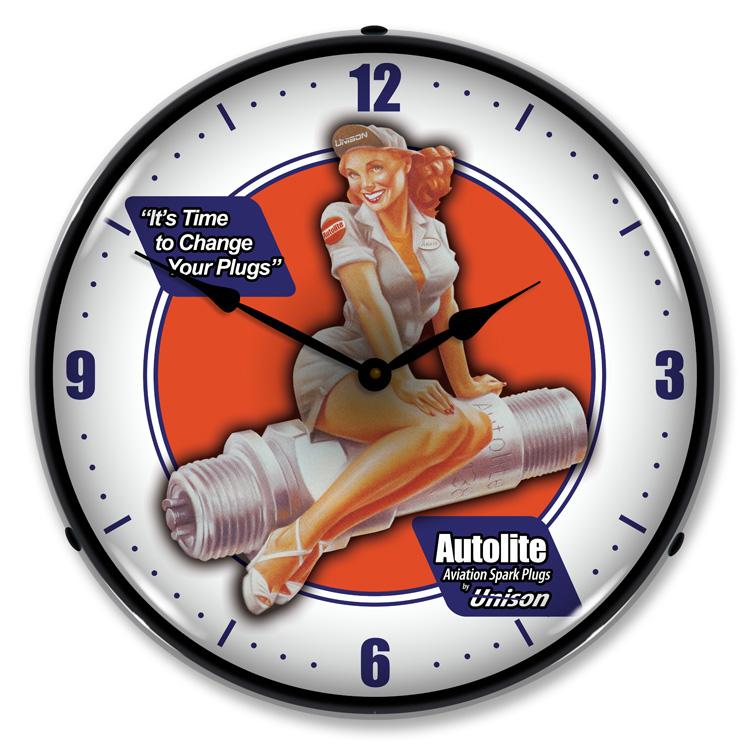 Collectable Sign and Clock - Autolite Avaition Clock - Wall 