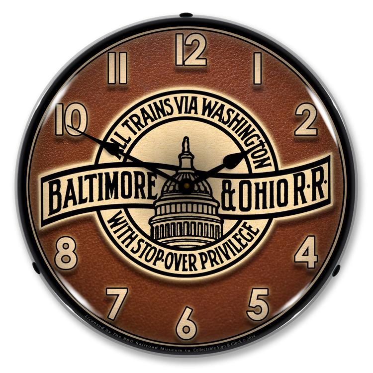 Collectable Sign and Clock - B&O Railroad 3 Clock - Wall 