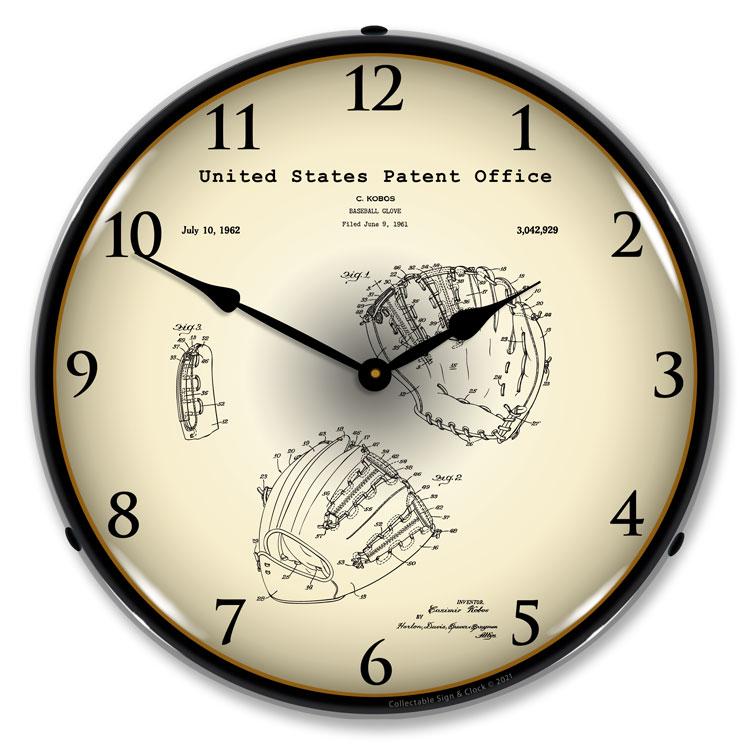 Collectable Sign and Clock - Baseball Glove 1962 Patent 